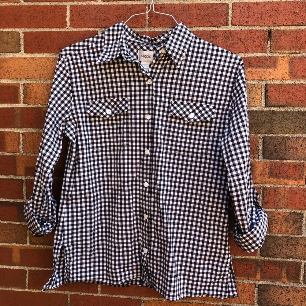 Chico’s Black and white button down